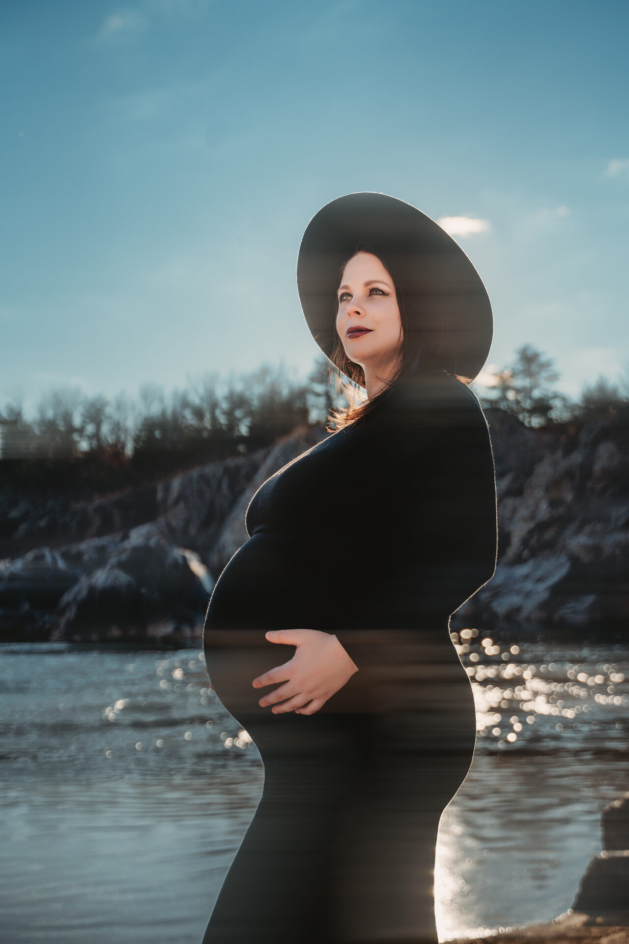 creative maternity image with intentional blur