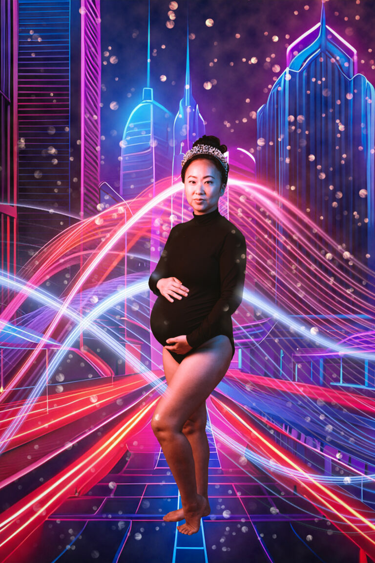 Neon Glow Maternity Photoshoot | Creative Maternity Photos